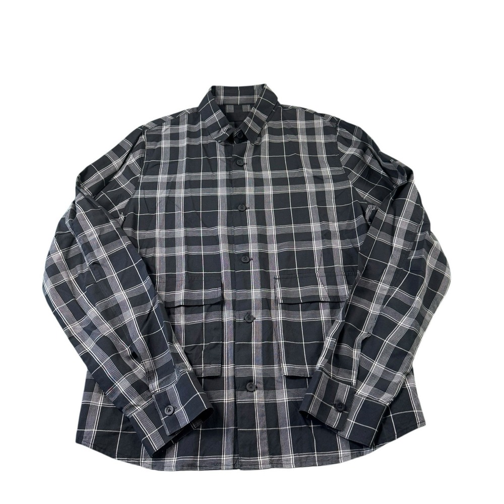 RtA Black Gray Checked Lightweight Cotton Button Front Size Medium M‎